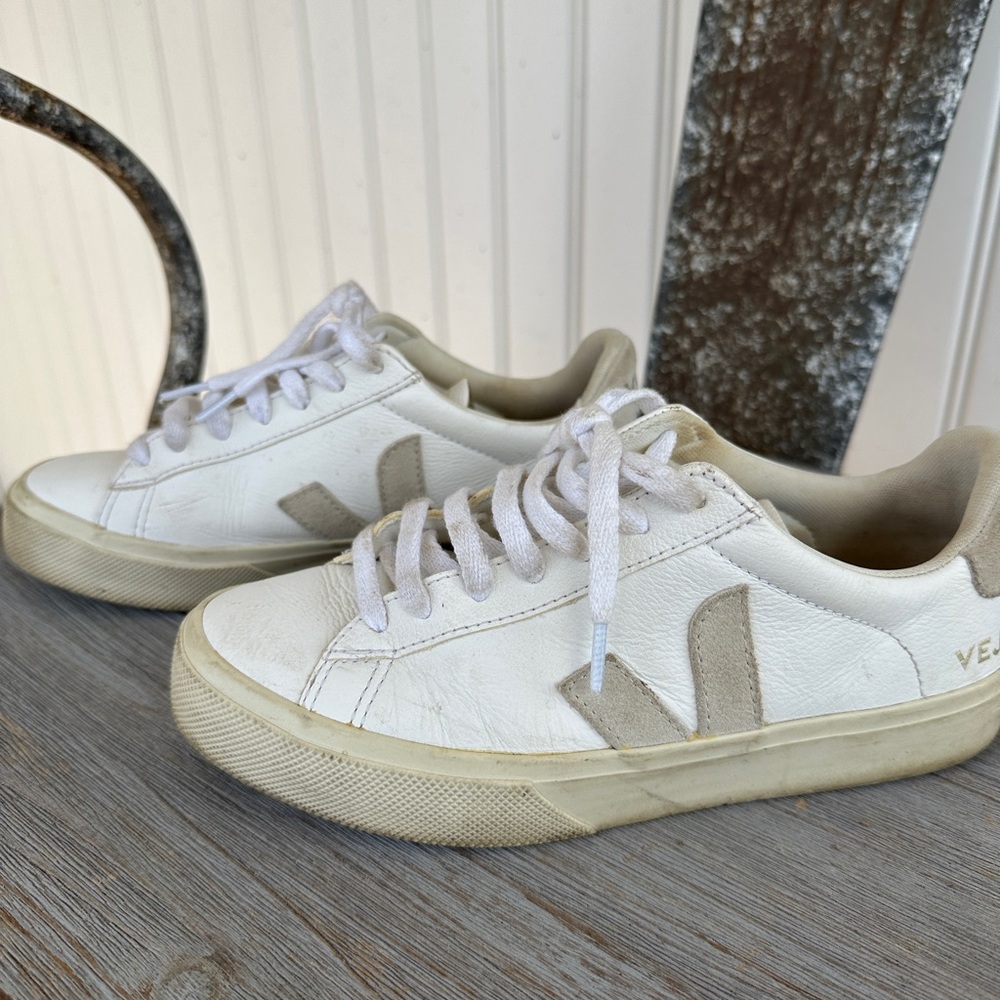 Veja White and Cream Sneakers
